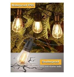 Outdoor String Lights LED 50 FT, LED Patio Light Waterproof IP65
Dimmable E12 Shatterproof Bulbs,Hanging Lighting for Bistro Cafe Porch Outside Party,