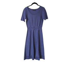 Peruvian Connection Periwinkle Blue Pima Cotton Knit Fit & Flare Dress Small
