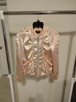 Bebé blush satin bumper jacket, women, size XS