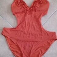 Women One Piece color orange Push Up Swimwear Swimsuit Bikini Suit Beachwear 