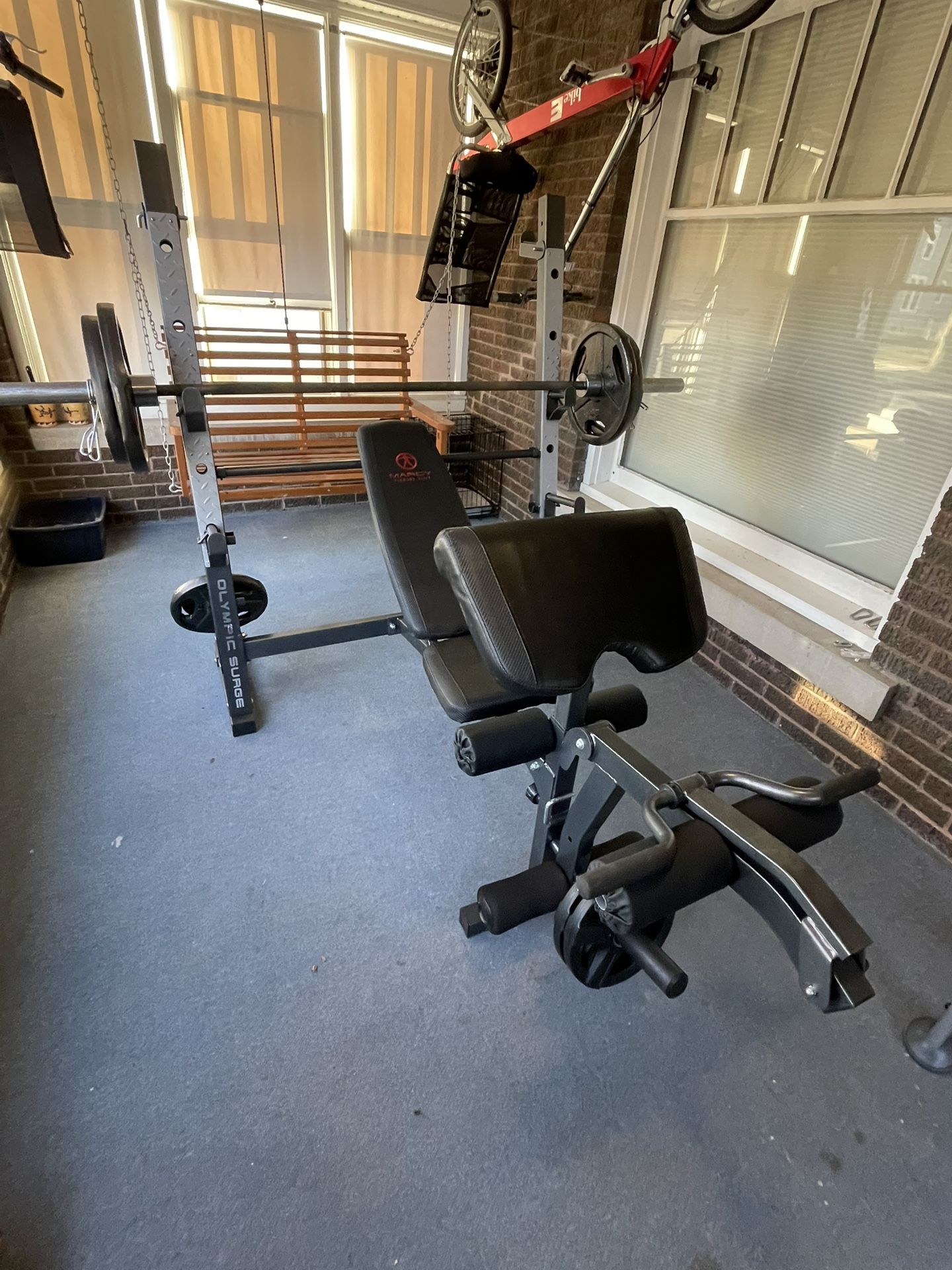 Bench Press & Squat Rack, Olympic Barbell, 255lbs Weight Plates