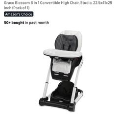 Graco Blossom 6 in 1 Convertible High Chair, Studio, 22.5x41x29 