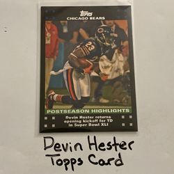 Devin Hester Chicago Bears Hall of Fame KR Topps Card. 
