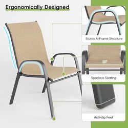 A859 $90 Patio Chairs Set of 6, Outdoor Dining Chairs Stackable for All Weather, Breathable Metal Modern Outside Furniture Chair for Pool Side, Garden