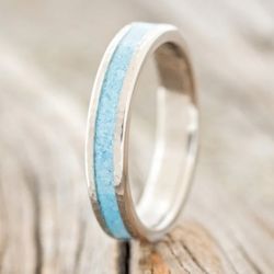 🔥 NEW Womans Ring Sz 4-5 Turquoise Band Ladies Jewerly Valentine's Day Birthday Anniversary Marriage Wedding Engagement Ring + Case & Silicone Ring

