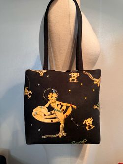 Betty Boop Canvas Tote Bag with Rhinestones