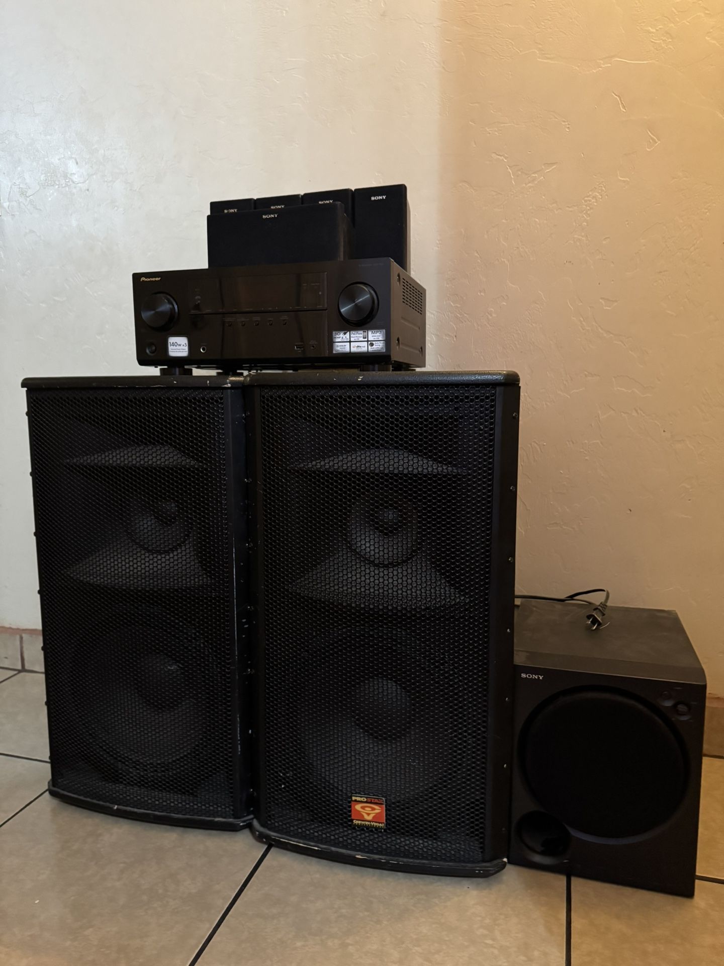 Home Theater With Huge Cerwin Vega Speakers