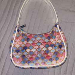 Women’s/Girl’s Glitter Fish Scale Pattern Baguette Bag