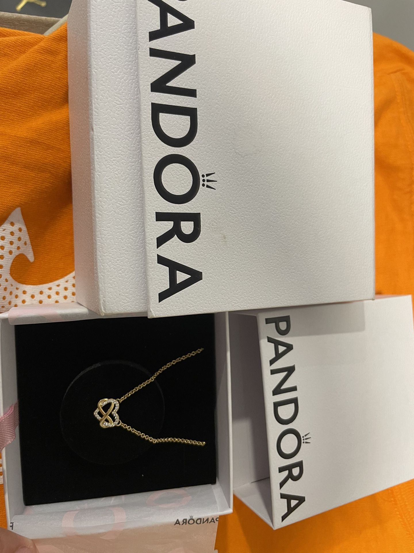 Pandora Sparkling Infinity Heart Collier Necklace 14k gold plating