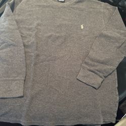 Polo Ralph Lauren Men's Thermal Waffle Knit Shirt, Gray / White Pony) Size XL 