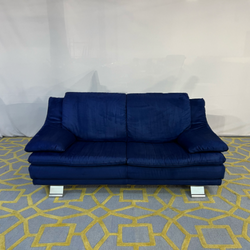 ( Delivery Available ) Modern Natuzzi Dark Blue Sofa