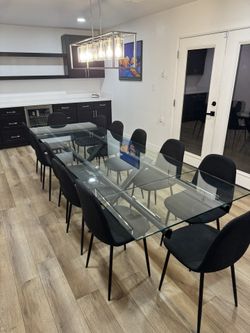 10ft long extendable glass dining table set