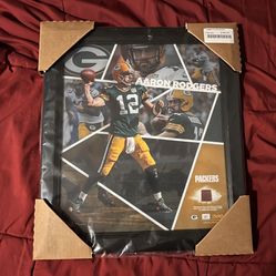 Aaron Rodgers Game Used Football Framed Photo