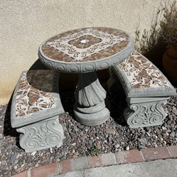 New Coffee Table With 2 Benches Made Out Of Cement And Tile Perfect Gift 🎁 
