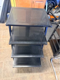 Black 4-Tier Metal Shelf / TV Stand / Storage Rack