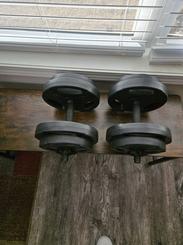 25 Pounds Each Pair Of Adjustable Dumbells
