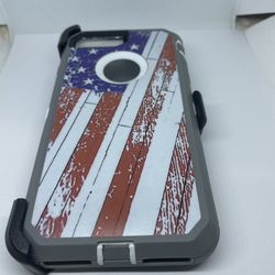 For iPhone 6 / 6s Plus iPhone 7 / 7 Plus iPhone 8 / 8 Plus USA Flag Camo Belt Clíp Case 