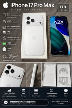 FOR SALE: iPhone 17 Pro Max – 1TB 📱