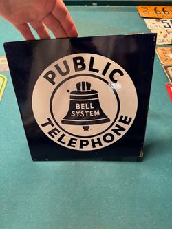 Vintage Bell System Public Telephone Porcelain Sign