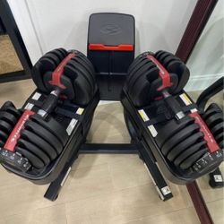New Bowflex SelectTech Adjustable Dumbbells (2x52.5Lbs) and STAND for $350 Firm (WALNUT 91789)