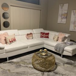 White Learher Sectional