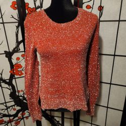 No Boundaries Gorgeous Red Cardigan/Silver Metallic Sparkle Knit/Medium 7-9