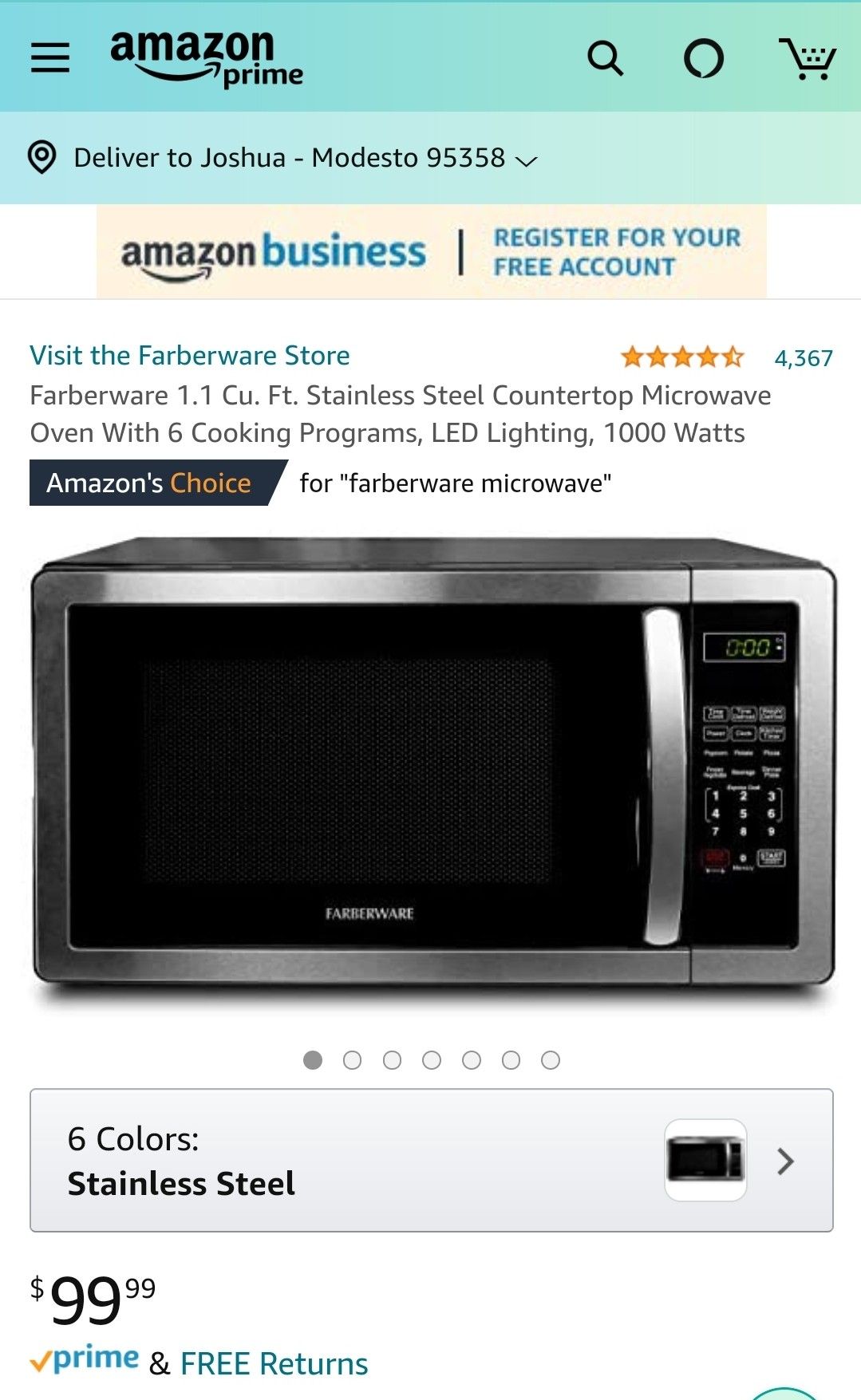Farberware Microwave 1000watts