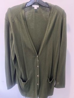 J.Jill Olive Green Button-Front Cardigan