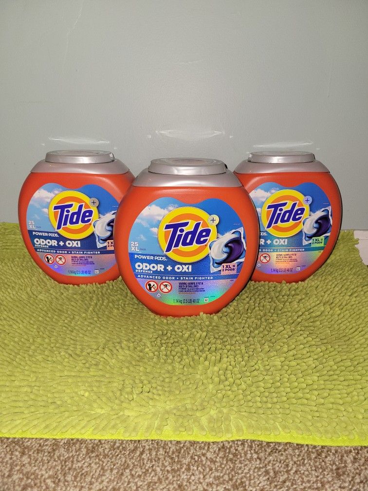 3 Tide+ Power Pods Odor+Oxi Defense Advanced Odor+ Stain Fighter 25pacs