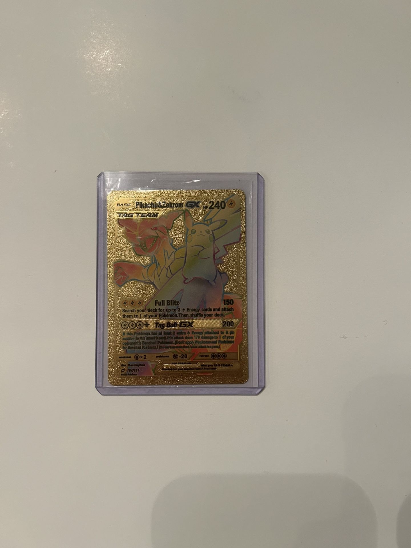 Pikachu And Zekrom Gold Rainbow Pokémon Card