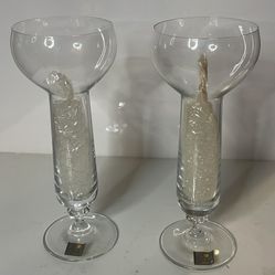 STUDIO NOVA CLAREMONT (2) Floating 9" Candle Holders w/White Candle - Made in Germany new. As is. 