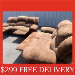 Brown 2 piece RECLINER SET sectional couch sofa recliner (FREE CURBSIDE DELIVERY)