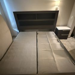 King Size Bedroom Set – Dresser, Mirror, Nightstand + Box Spring