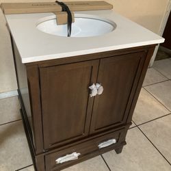Marble Top Brown Bathroom Vanity 