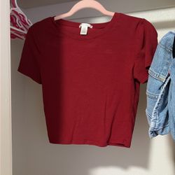 dark red/ maroon cropped shirt