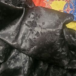 Big Fabric Satin Roses 4 Yards By 1 1/5