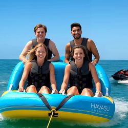 4-Person Towable Water Tube – Giant Multi-Position Inflatable - Boating