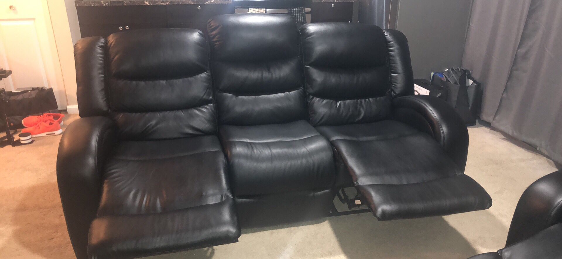 Premium Black Leather Couch
