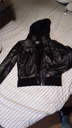 Womens M Hooded Leather Jacket