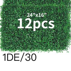12 Pieces 24"x 16" Artificial Boxwood Panel, Grass Wall Panel