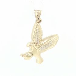 Men’s or Women’s 14k Yellow Gold 1.25” Inch Flying Eagle Pendant for Necklace GP3132630