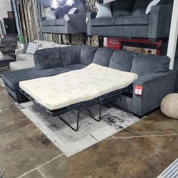 L Shaped  Sleeper Sectional, Great for Guests, Slate Color, SKU#1087213LS