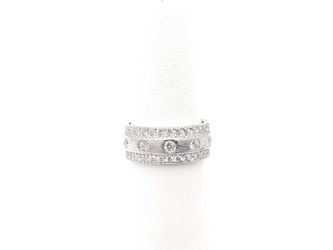 1.09 Ctw Lab Grown Round Diamond Ring Set In Silver 6.8 Grams Size 7 Vc1125wzmia