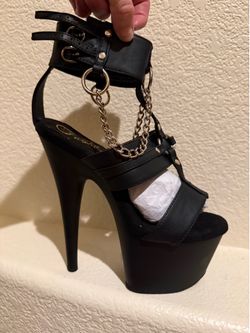 Platform 7 inch stilettos with ankle cuff & ankle chain