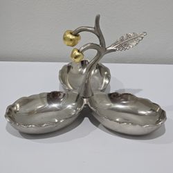 Divided Serving Tray Snack Appetizer Metal From India