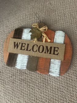 Wooden Pumpkin Welcome Sign Fall Decor