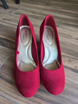 Red Suede Wedge Heel