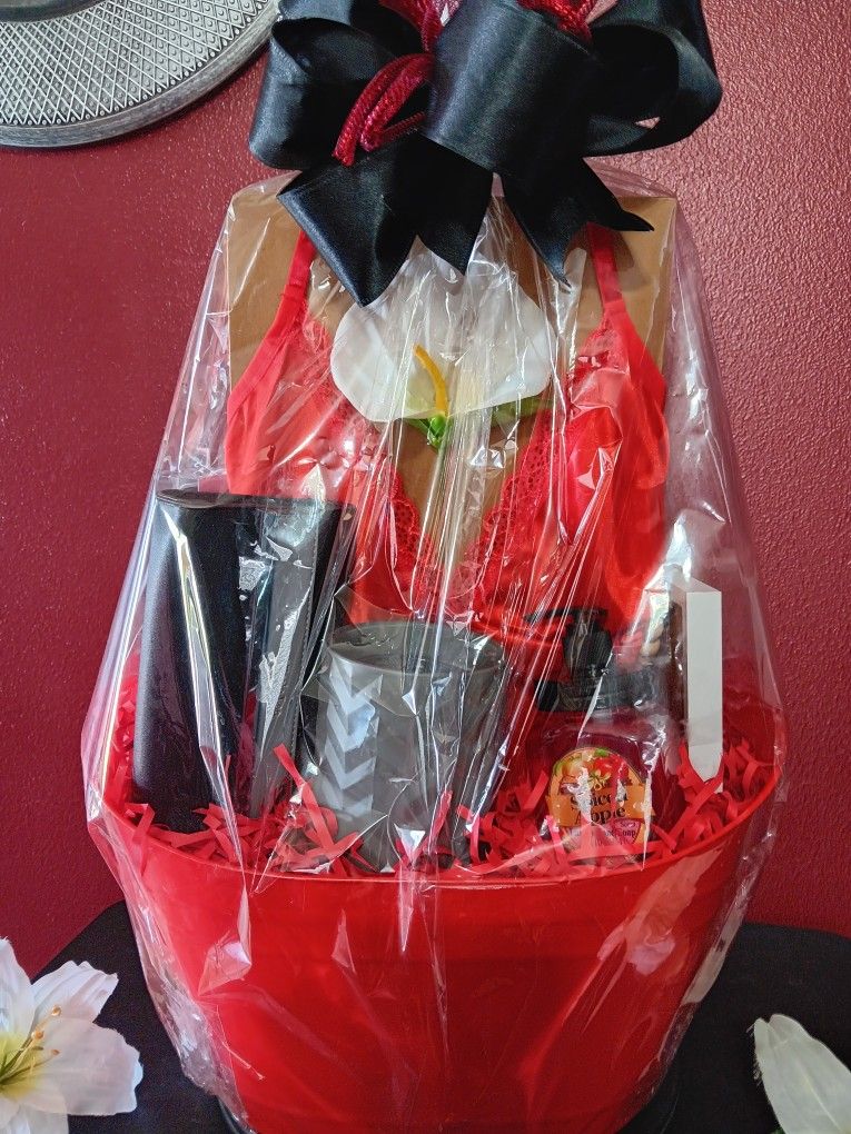 Red cozy gift basket