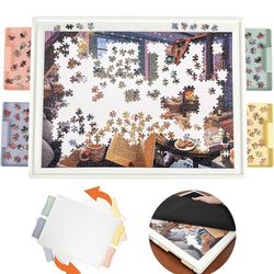 New 1000 Pieces Rotating Plastic Puzzle Board Drawers 30"x22" Portable Spinning Jigsaw & Lazy Susan