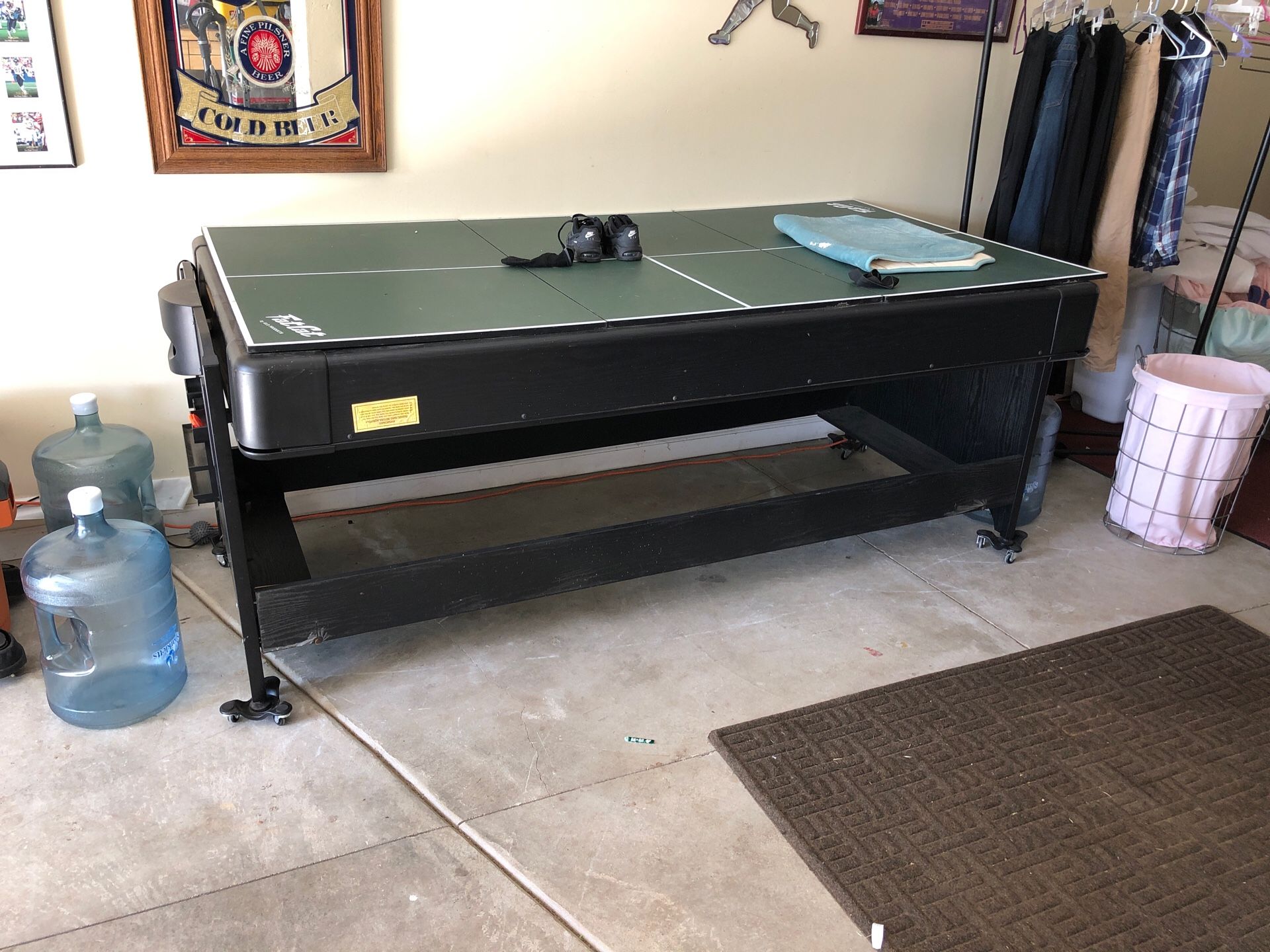 Fat cat 3 n 1 air hockey, pool table and tennis